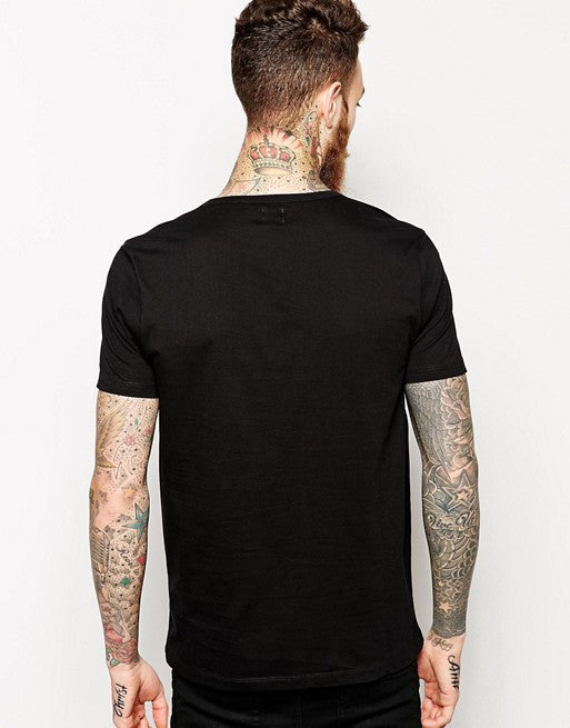 Muscle T-Shirt With Deep V-Neck In Black