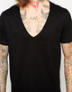 Muscle T-Shirt With Deep V-Neck In Black