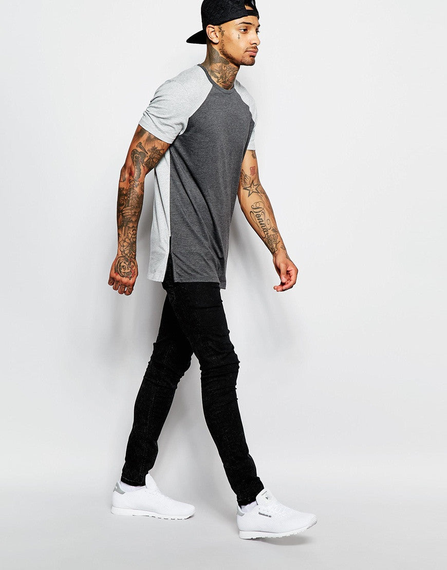 Longline T-Shirt With Cut And Sew Detail And Side Zips (3)