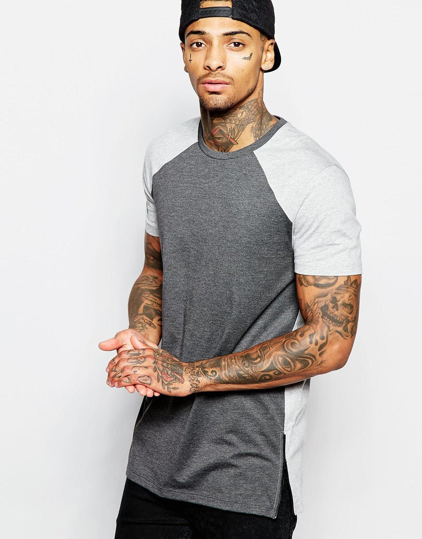 Longline T-Shirt With Cut And Sew Detail And Side Zips – Vision