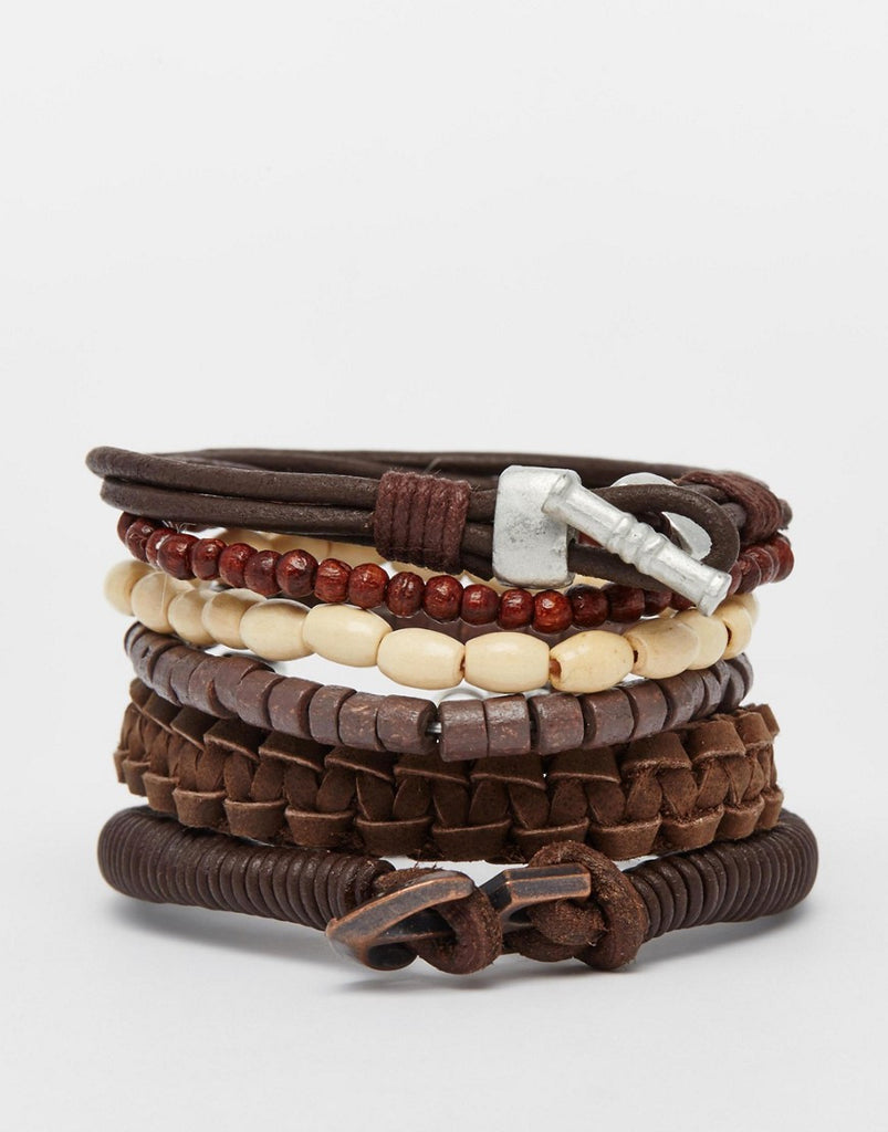 Leather Bracelet Pack In Brown