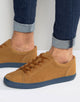 Lace Up Trainers in Tan Faux Suede