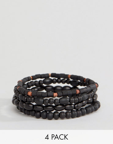 Classics 77 Black Beaded Bracelet In 4 Pack