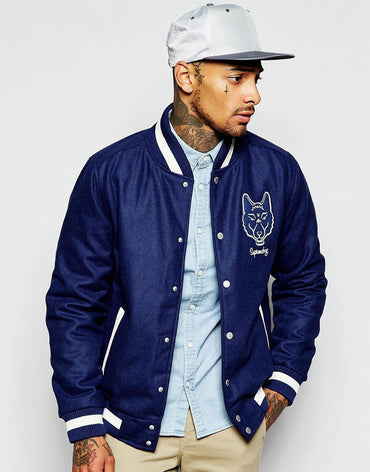 Supremebeing Varsity Jacket With Embroidered Back Print