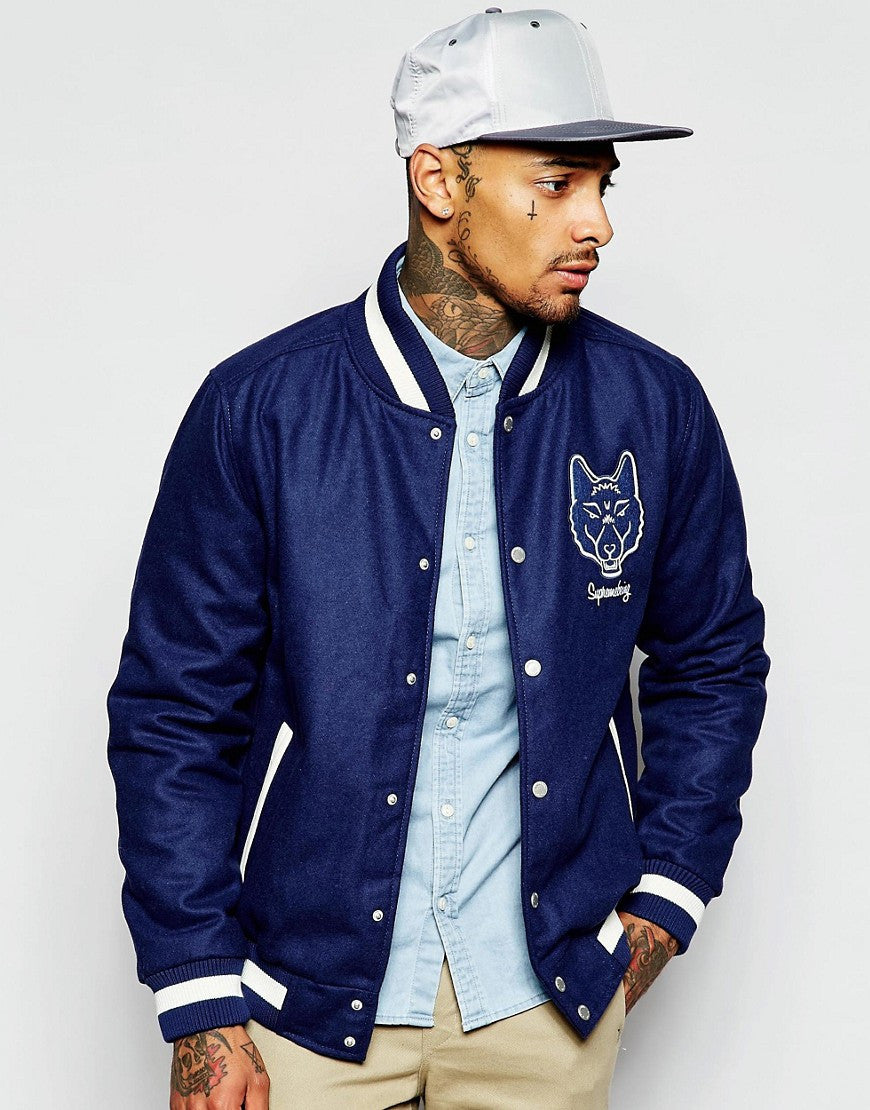 Supremebeing Varsity Jacket With Embroidered Back Print (1)