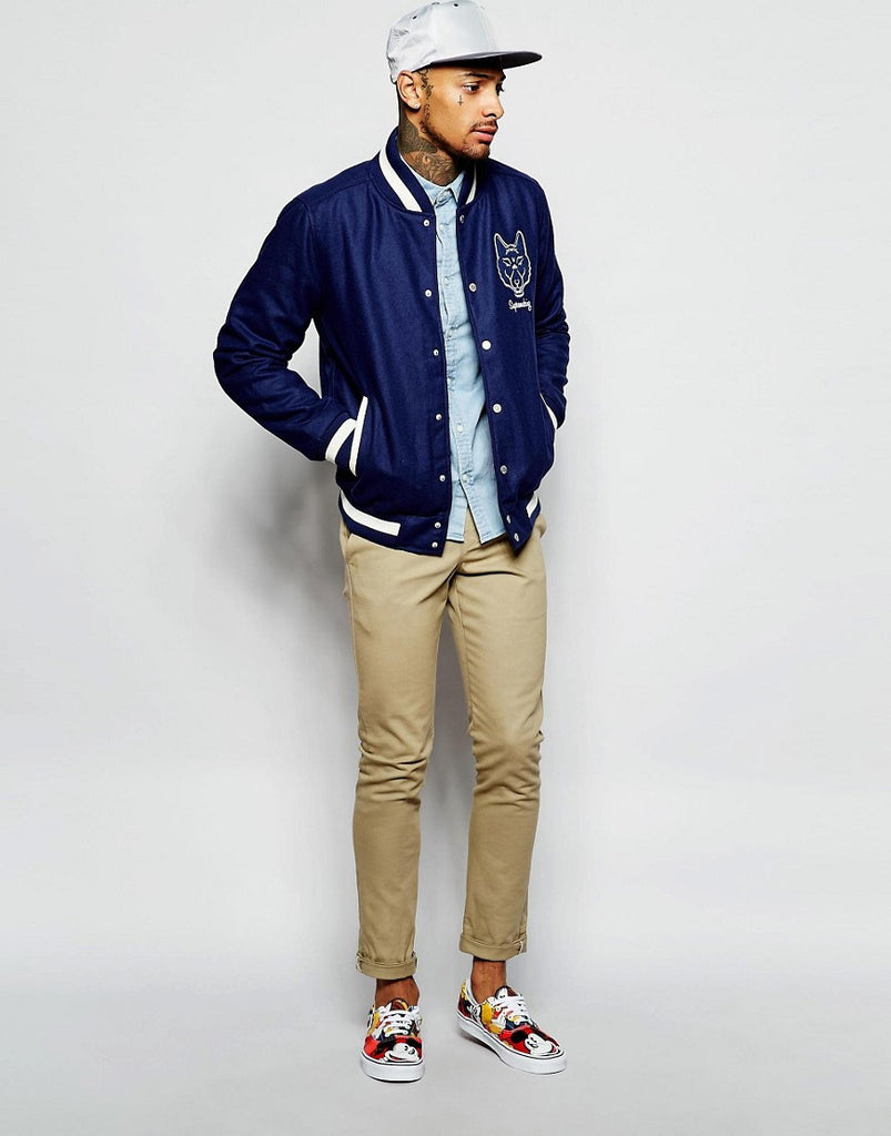 Supremebeing Varsity Jacket With Embroidered Back Print